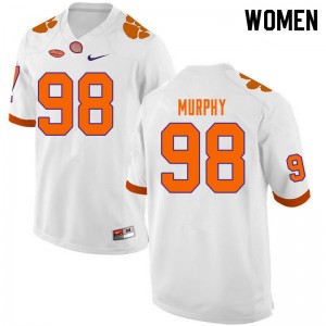 Women Myles Murphy White Clemson Tigers College Football #98 Jersey 845682-222