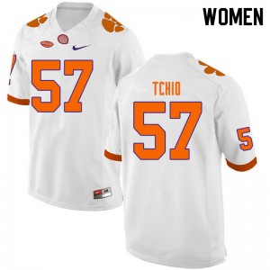 Women Paul Tchio White Clemson Tigers College Football #57 Jersey 750585-841