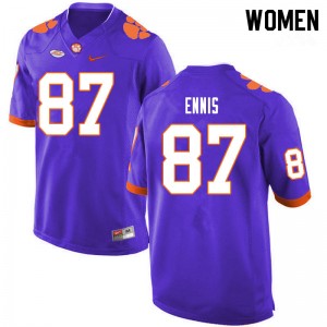 Women Sage Ennis Purple Clemson University College Football #87 Jersey 317312-876