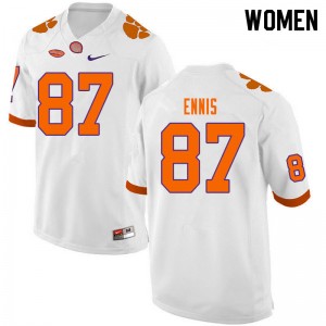 Women Sage Ennis White Clemson College Football #87 Jersey 898800-621