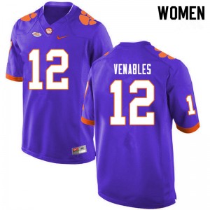 Women Tyler Venables Purple Clemson National Championship College Football #12 Jersey 961054-769