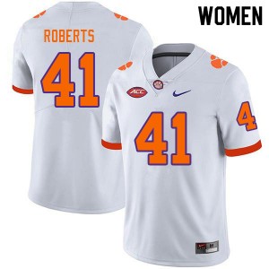 Women Andrew Roberts White Clemson University College Football #41 Jersey 160772-790