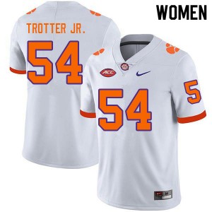 Women Jeremiah Trotter Jr. White Clemson Tigers College Football #54 Jersey 821426-679
