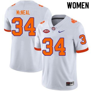 Women Kevin McNeal White Clemson National Championship College Football #34 Jersey 407124-696