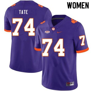 Women Marcus Tate Purple Clemson University College Football #74 Jersey 189551-659