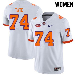 Women Marcus Tate White Clemson College Football #74 Jersey 433738-904