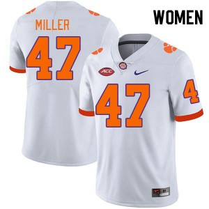 Women Boston Miller White Clemson College Football #47 Jersey 804336-128