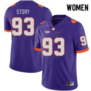 Women Caden Story Purple Clemson National Championship College Football #93 Jersey 603740-971