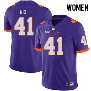 Women Caleb Nix Purple Clemson National Championship College Football #41 Jersey 623164-650