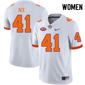 Women Caleb Nix White Clemson University College Football #41 Jersey 955908-677