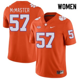 Women Chandler McMaster Orange Clemson Tigers College Football #57 Jersey 340334-618