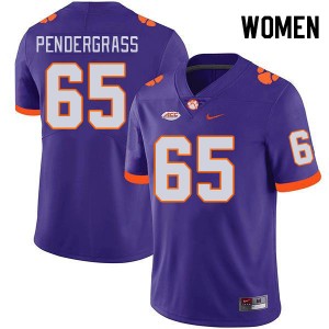Women Chapman Pendergrass Purple Clemson University College Football #65 Jersey 256618-104