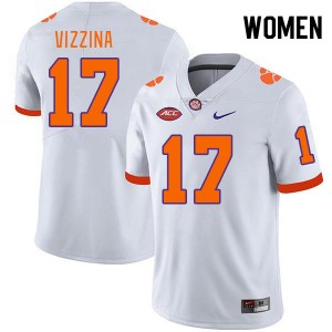 Women Christopher Vizzina White Clemson Tigers College Football #17 Jersey 248958-297