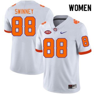 Women Clay Swinney White Clemson College Football #88 Jersey 186203-568