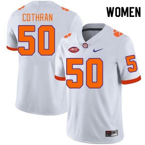 Women Fletcher Cothran White Clemson College Football #50 Jersey 693637-634