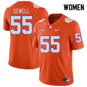 Women Harris Sewell Orange Clemson Tigers College Football #55 Jersey 891648-968