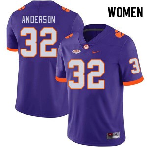 Women Jamal Anderson Purple Clemson University College Football #32 Jersey 575707-480