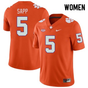 Women Josh Sapp Orange Clemson College Football #5 Jersey 262534-566