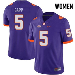 Women Josh Sapp Purple Clemson University College Football #5 Jersey 914026-262