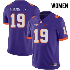 Women Keith Adams Jr. Purple Clemson National Championship College Football #19 Jersey 978360-876