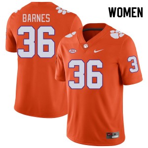 Women Khalil Barnes Orange Clemson University College Football #36 Jersey 908904-344