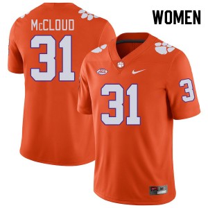Women Kobe McCloud Orange Clemson Tigers College Football #31 Jersey 829537-494