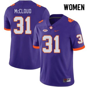 Women Kobe McCloud Purple Clemson Tigers College Football #31 Jersey 818258-928