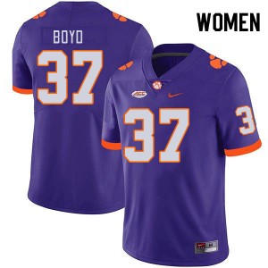 Women Liam Boyd Purple Clemson Tigers College Football #37 Jersey 637761-642