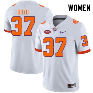 Women Liam Boyd White Clemson University College Football #37 Jersey 309147-981