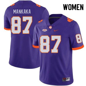 Women Michael Mankaka Purple Clemson National Championship College Football #87 Jersey 533089-552