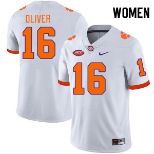 Women Myles Oliver White Clemson Tigers College Football #16 Jersey 887551-703
