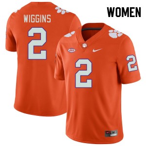 Women Nate Wiggins Orange Clemson National Championship College Football #2 Jersey 340623-436