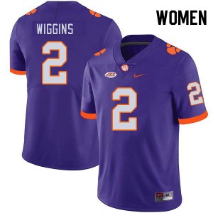Women Nate Wiggins Purple Clemson University College Football #2 Jersey 172023-725