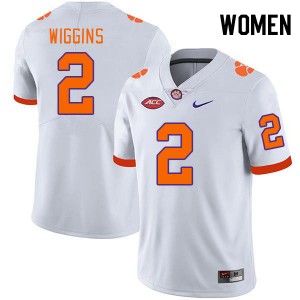 Women Nate Wiggins White Clemson College Football #2 Jersey 322924-156