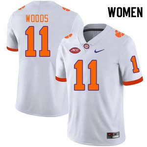 Women Peter Woods White Clemson Tigers College Football #11 Jersey 238137-891