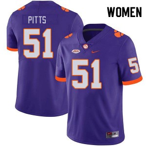 Women Peyton Pitts Purple Clemson National Championship College Football #51 Jersey 486323-268