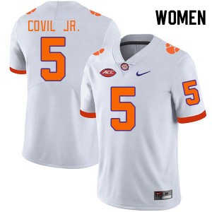 Women Sherrod Covil Jr. White Clemson College Football #5 Jersey 953350-729