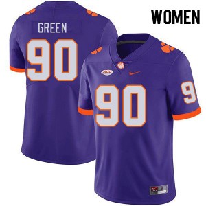 Women Stephiylan Green Purple Clemson Tigers College Football #90 Jersey 606523-587