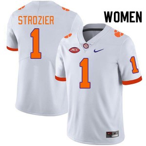 Women Branden Strozier White Clemson College Football #1 Jersey 111430-648