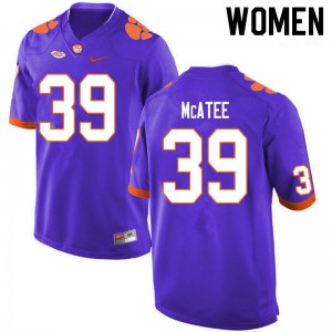Women Bubba McAtee Purple Clemson University College Football #39 Jersey 352422-346
