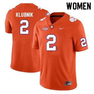Women Cade Klubnik Orange Clemson Tigers College Football #2 Jersey 529385-697