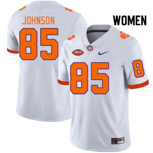 Women Charlie Johnson White Clemson National Championship College Football #85 Jersey 208868-455