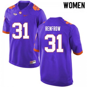 Women Cole Renfrow Purple Clemson College Football #31 Jersey 971977-664