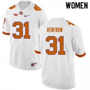 Women Cole Renfrow White Clemson University College Football #31 Jersey 435006-256