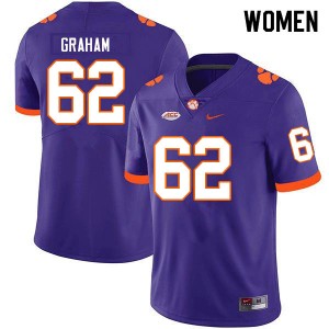 Women Connor Graham Purple Clemson Tigers College Football #62 Jersey 849428-941