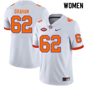 Women Connor Graham White Clemson University College Football #62 Jersey 569005-335