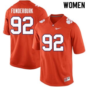 Women Daniel Funderburk Orange Clemson College Football #92 Jersey 548852-799