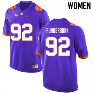 Women Daniel Funderburk Purple Clemson University College Football #92 Jersey 575548-364