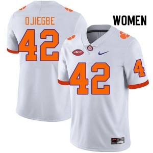 Women David Ojiegbe White Clemson University College Football #42 Jersey 219640-107