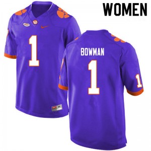 Women Demarkcus Bowman Purple Clemson University College Football #1 Jersey 890059-884